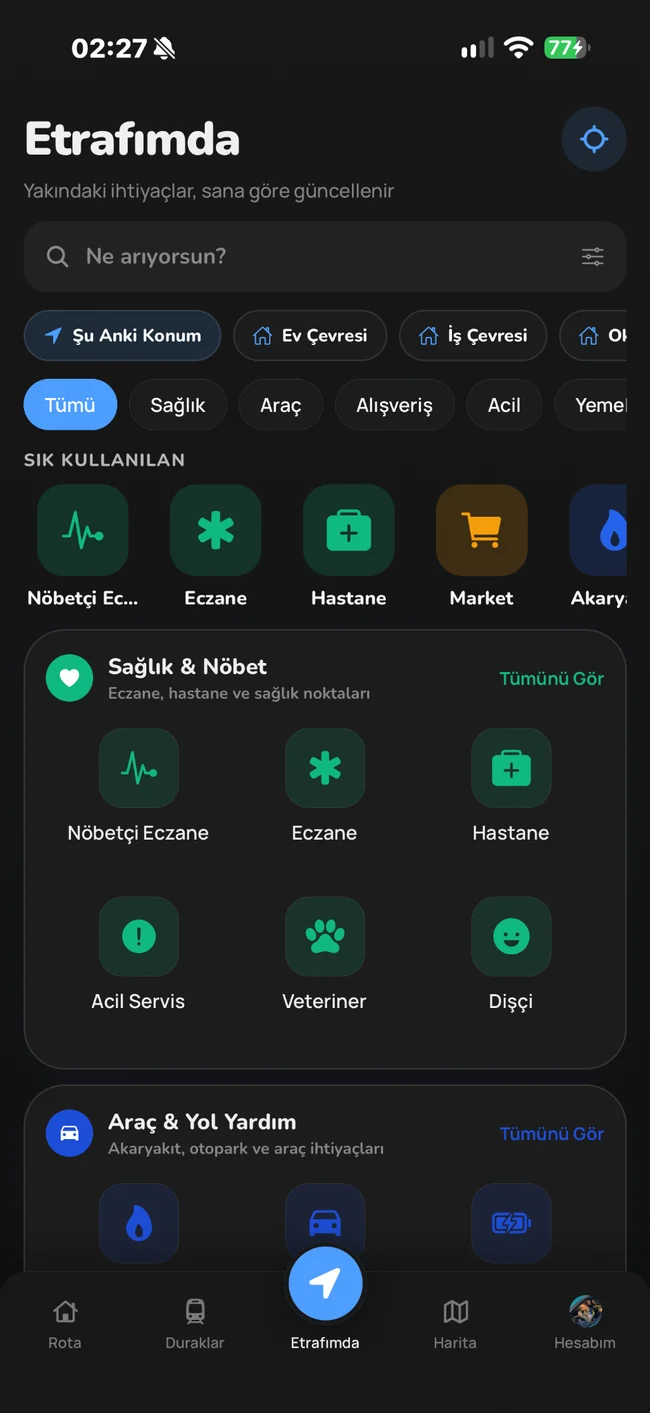 YolKaptan etrafımda ekranı